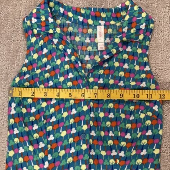 Sun Dress Blue/ Multi Color Button Front Racer Back W/ Pock… - Picture 5 of 7